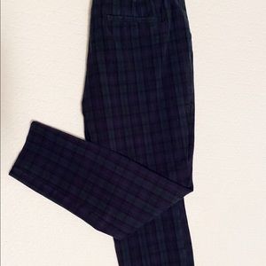Green and navy plaid dress pants